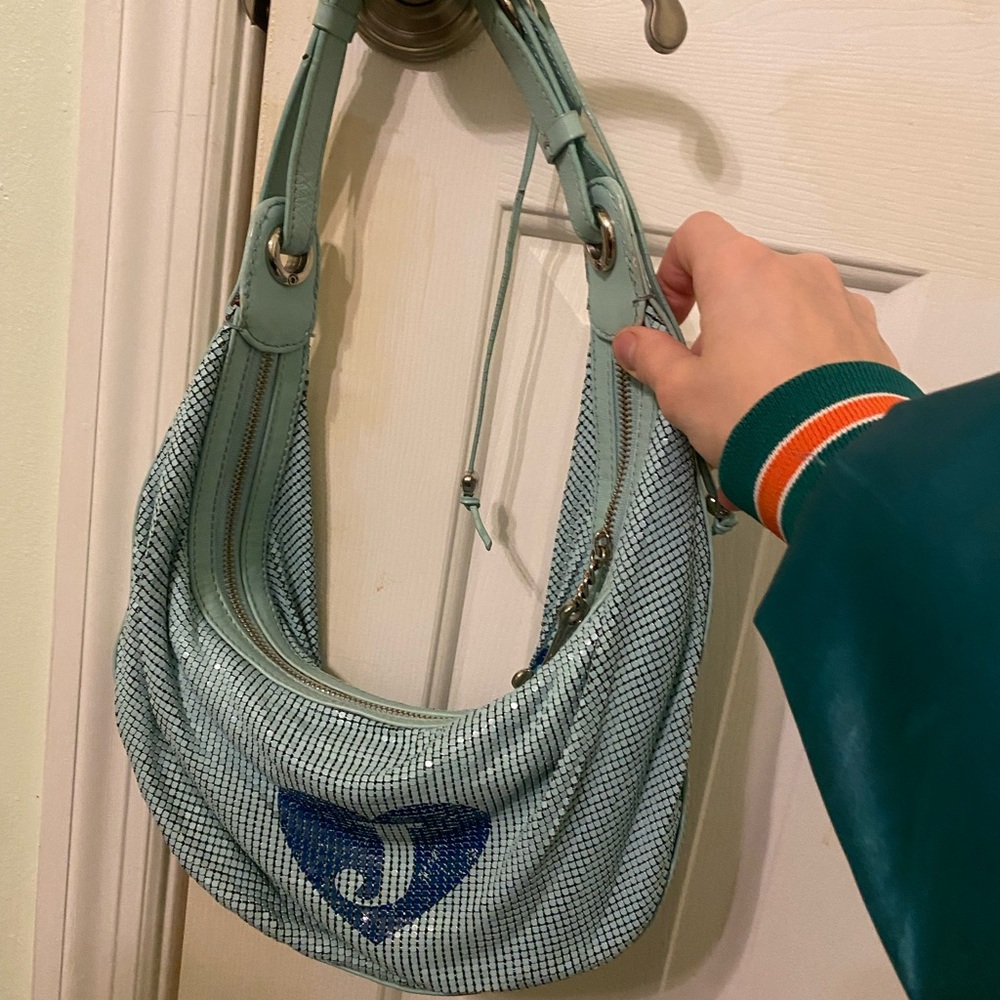 Juicy couture mesh /chain mail graffiti VIVA LA JUICY hobo bag